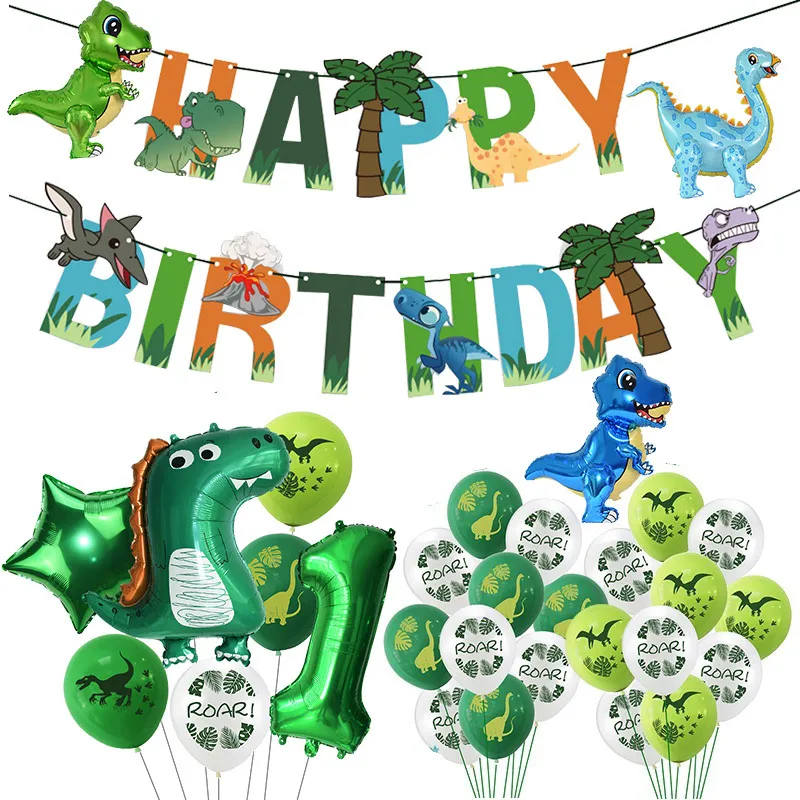 Dinosaur Party Decorations Dragon Balloons Set Paper Garland for Dino Jungle Birthday Party Decor Supplies Kids Children Favors