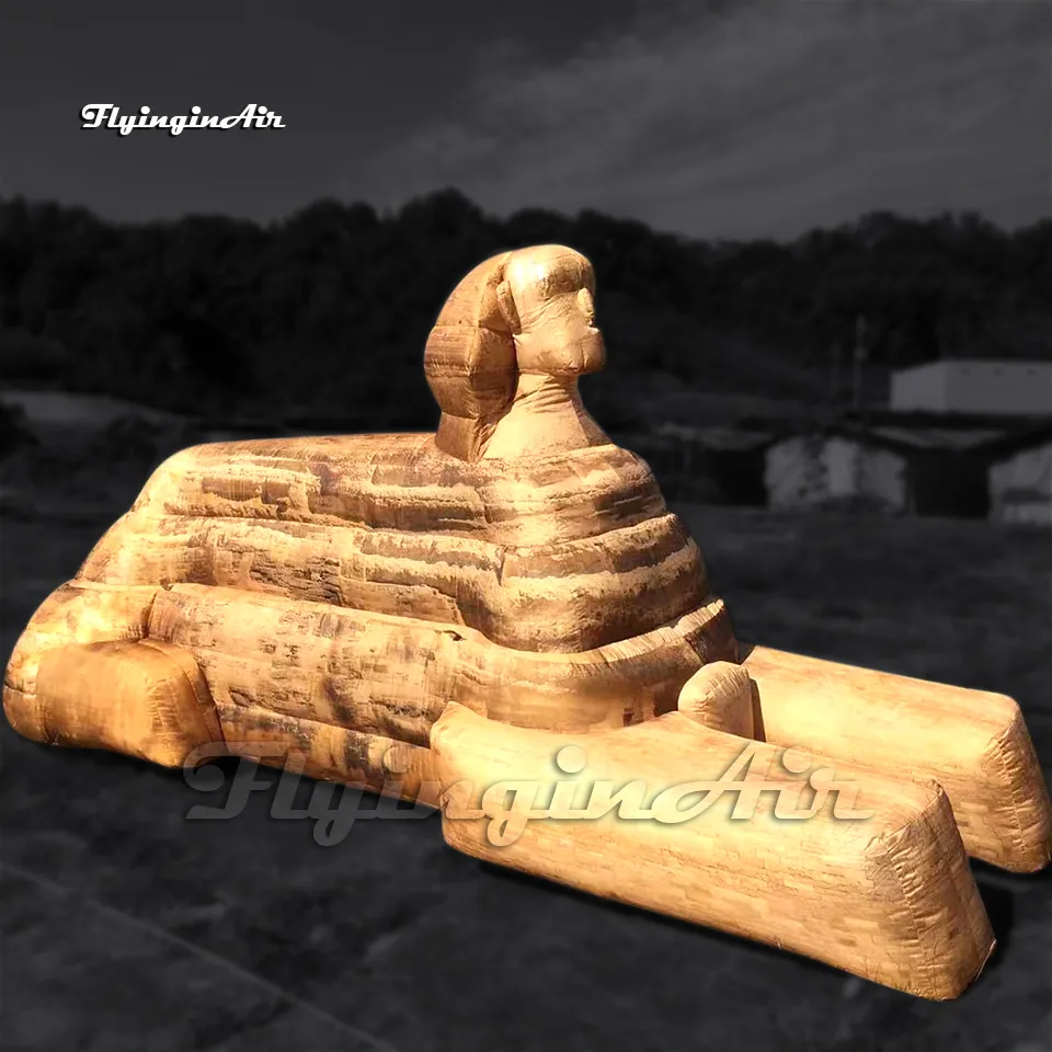Simulated Inflatable Sphinx Replica 6m Air Blow Up Ancient Egypt Mysterious Stone Statue Balloon For Arts Festival Event