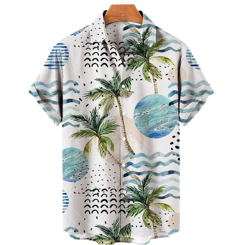 Herren -Freihirthemden Hemd für Männer Sommer Hawaiian Fashion Kokosnussbaum 3D gedruckt übergroß