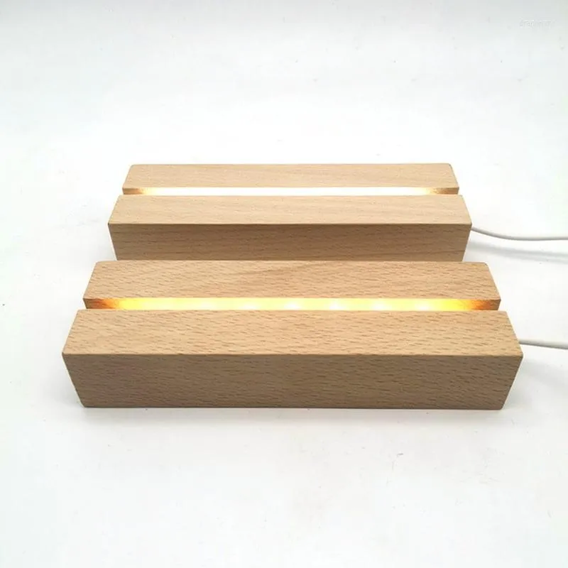 Bases de soporte de lámparas 10/15/18 cm Base de luz de madera acrílica Base recargable de madera LED nocturna