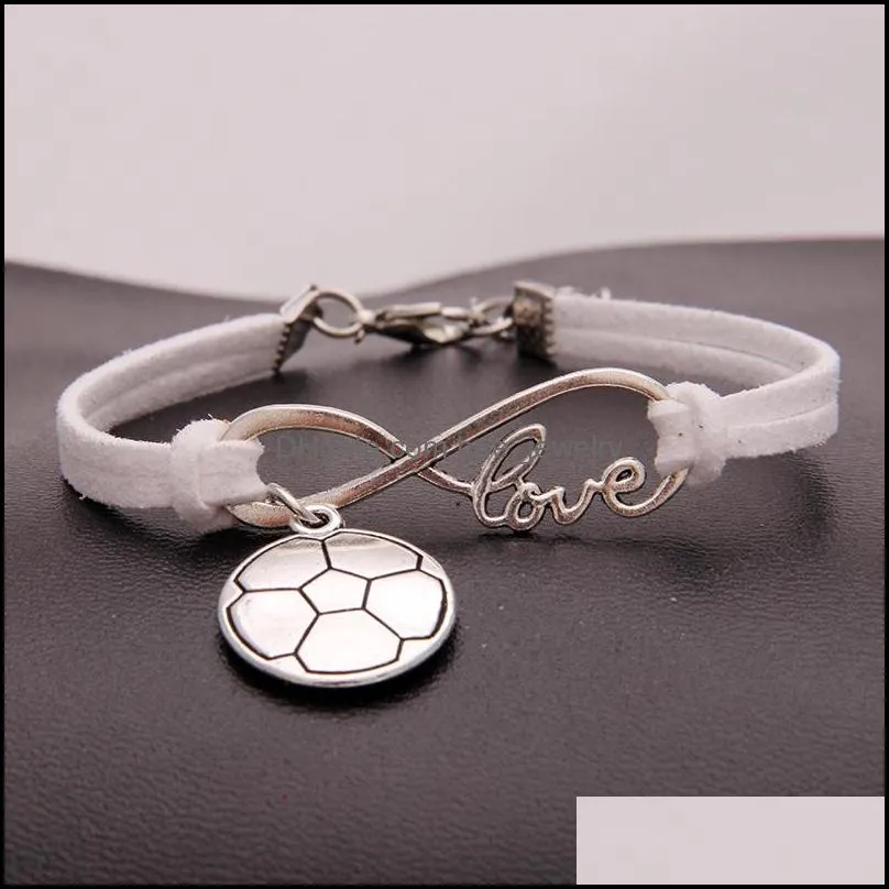 Fashion Football charm Sports bracelets women infinity Love Velvet String Rope warp Bangle For Men s simple Jewelry in Bulk