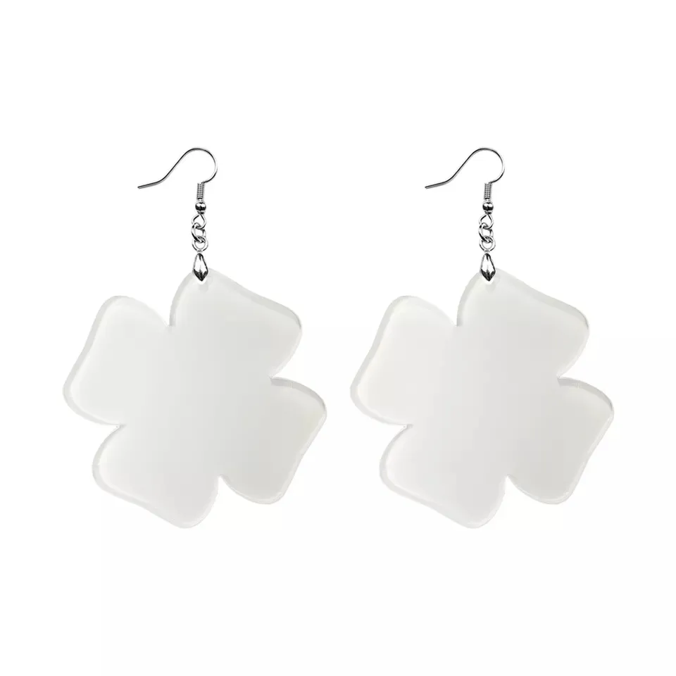 Sublimering Flower Clover Earthrops Akryl Tomma örhängen med hoppringar för DIY Trendy Fashion Girl Earring Blanks