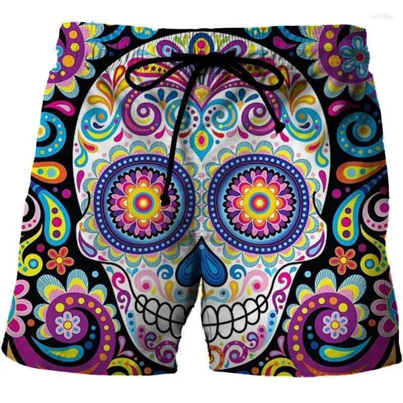 Herrshorts Summer Men's Beach Dark 3D Skull Pattern Board Women's Hip Hop Plus Size Clothing for Menmens Naom22