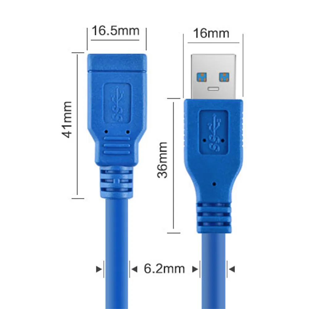 USB 3.0 Een mannelijke plug voor vrouwelijke socket Super snelle verlengkabel ondersteunt gegevensoverdrachtsnelheden van maximaal 5 Gbps