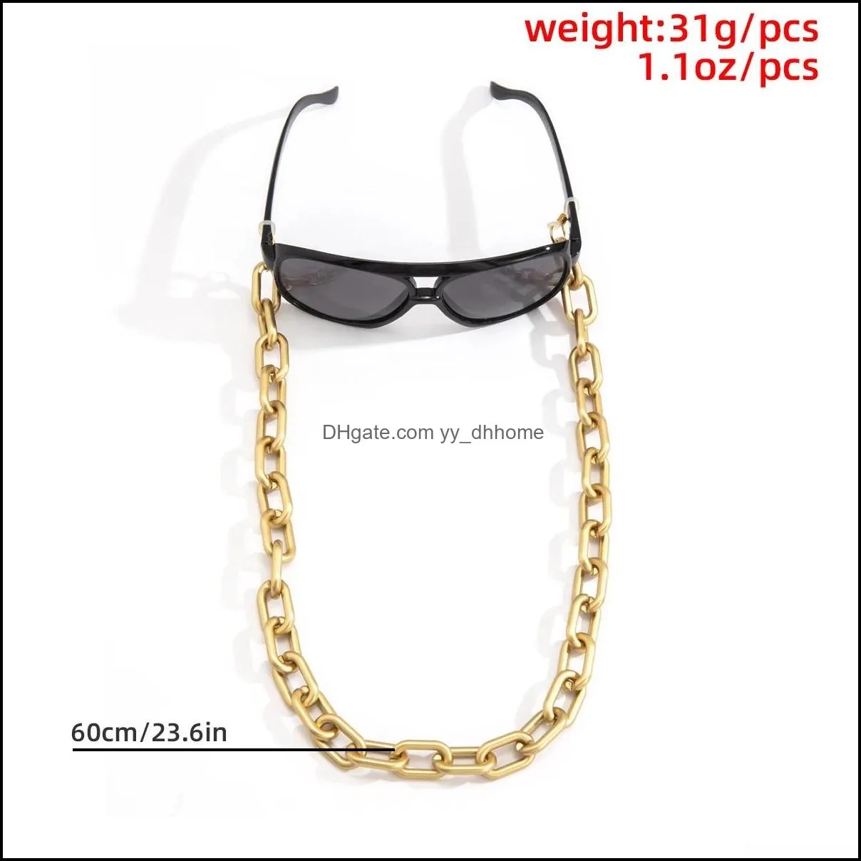 2021 punk metal gold color hip hop glasses chain fashion women sunglasses accessary