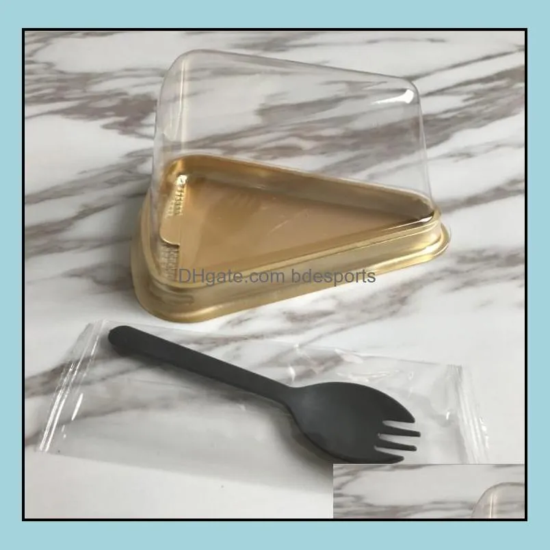 New Arrival Plastic Clear Disposable Cake Box Single Individual 8 Inch Triangle Cake Boxes Food Dessert Packaging