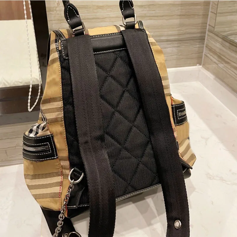 Military Backpack School Bag Travel Bags Men Women Nylon Shoulder Handbag Classic Stripe Drawstring Large Capacity Outdoors Back Pack Back Rhomboid Pattern