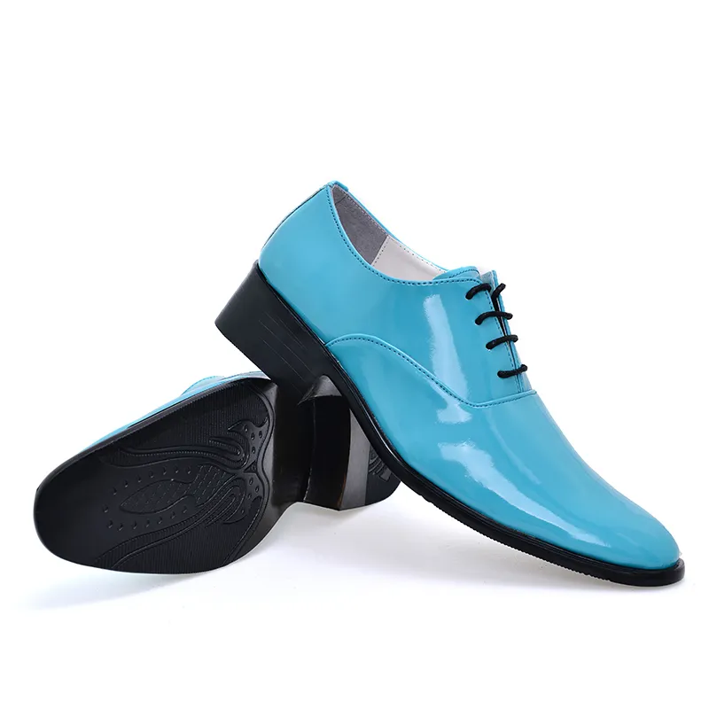 Designer-pas cher homme chaussures de mariage solide orange rose rouge bleu vin rouge couleur mens chaussures de soirée brillantes qualité chaussures habillées en cuir messieurs hommes