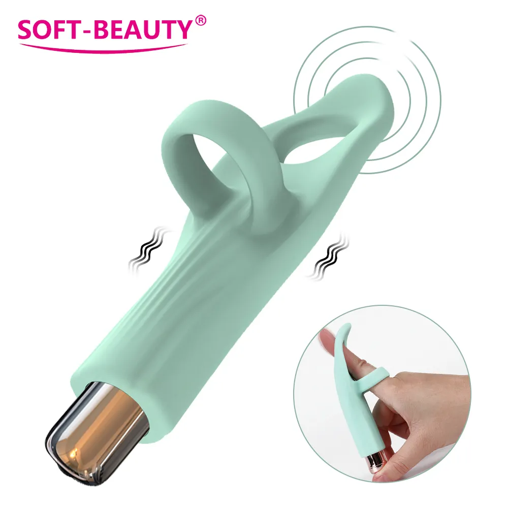 Fingerhylsa vibrator med 16 kraftfulla vibration vaginal massager g-spot klitoris stimulator sexiga leksaker för kvinnor onanator skönhetsartiklar