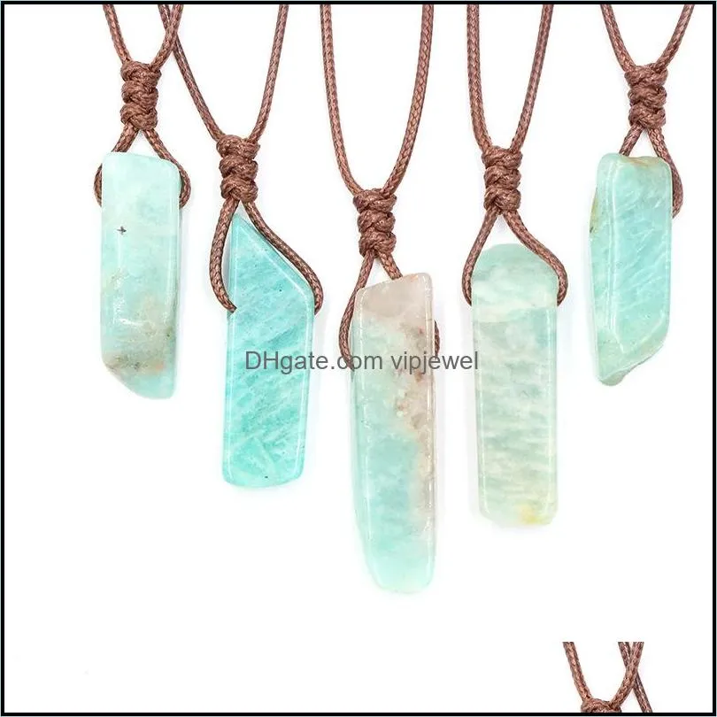 healing natural stone pendant raw mineral irregular rectangle quartz pendulum amazonite tiger eye lapsi pink crystal necklace vipjewel