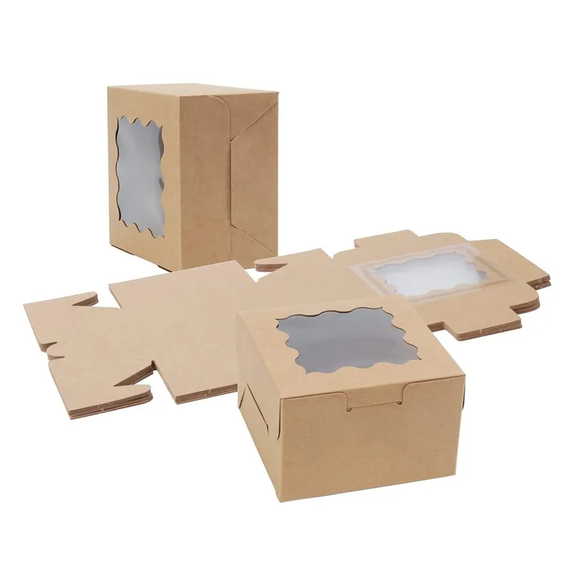 TOMNK Lot De 50 Boîtes De Boulangerie Pour Fraises Avec Fenêtre En Kraft Blanc Pour Cupcakes, Bonbons, Chocolat, Fraises, Muffins, Beignets 20,3 X 15,2 X 6,3 Cm
