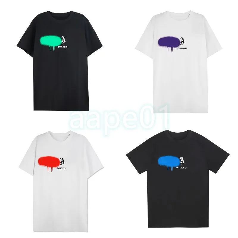 패션 남성과 여성 T 셔츠 디자이너 남성 컬러 프린트 프린트 셔츠 셔츠 여름 짧은 슬리브 티 사이즈 S-XL