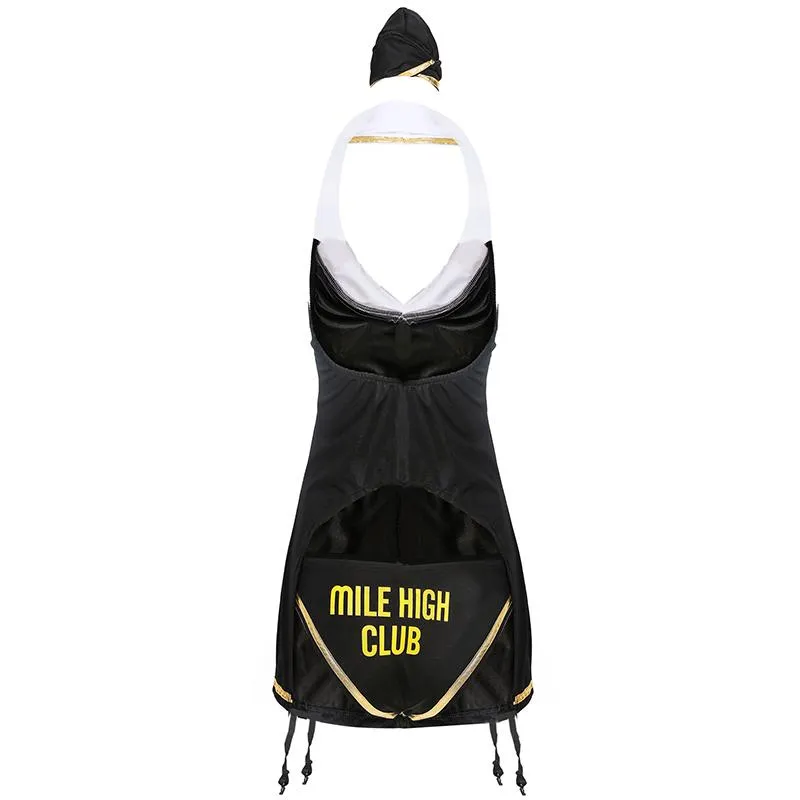 Women's Polyester Two Piece Stewardess Costume Set Sexy Fit For