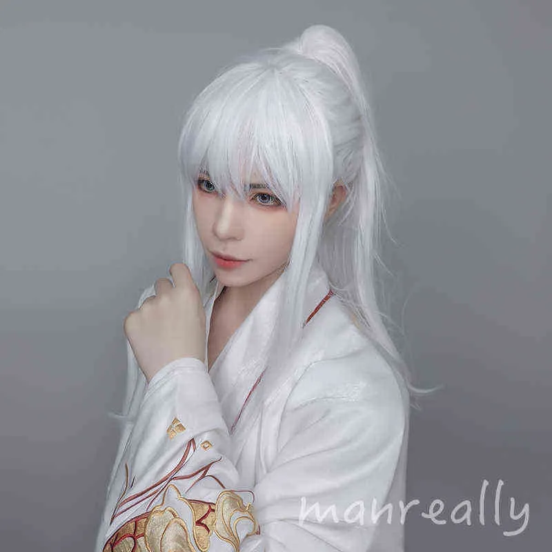 White wig with ponytail hotsell