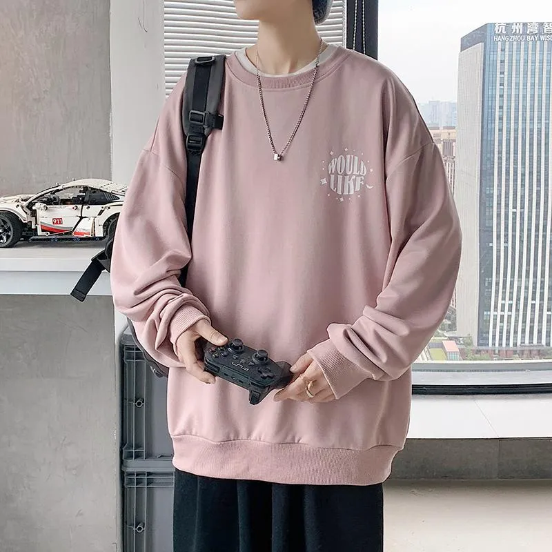 Herrtröjor tröjor Hong Kong -stil stickad herrtröja 2022 harajuku mode tryckt lös topp casual street kläder pullover