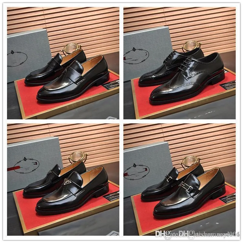 Mens Leather Dress Shoes Breathable Non slip Wear resistant Rubber Sole Loafers Casual Business Wedding Party 2024