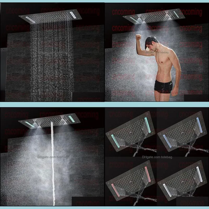 Luxury Bathroom LED ceiling Shower Head Accessories SUS304 700x380mm Functions Rain Waterfall Mist Bubble Shower DF5422