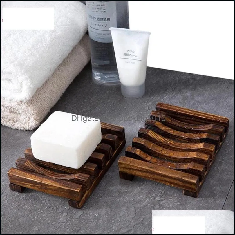 wood soap holder portable bamboo wooden soapdish shower case container storage box bathroom kitchen tool wll581