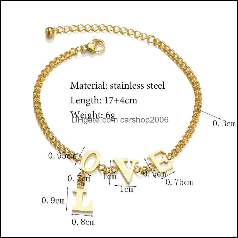 link, chain 2021 non-fading titanium steel gold love letter bracelet wild temperament for women jewelry couple birthday gift