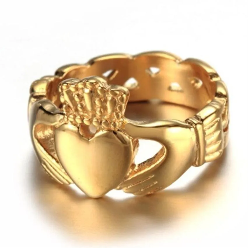 Anéis de casamento clássicos da Irlanda do Norte Claddagh Heart Love Ring Glamour Ladies Party Jewelry207N