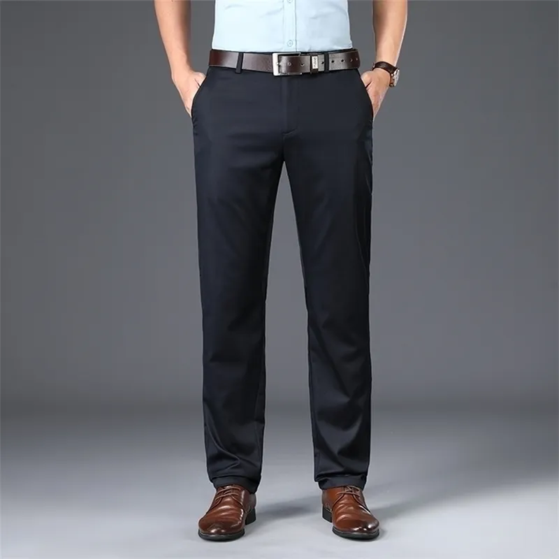 Browon Przyjazd swobodne spodnie mężczyźni Mid talii proste formalne spodni dorosły kolor solidny