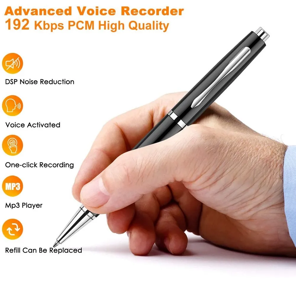 OnLiving Digital Voice Recorder Pen Portable USB MP3 Reprodução Mini Gravação de voz para palestras Aulas de reuniões 16G 32G 64G