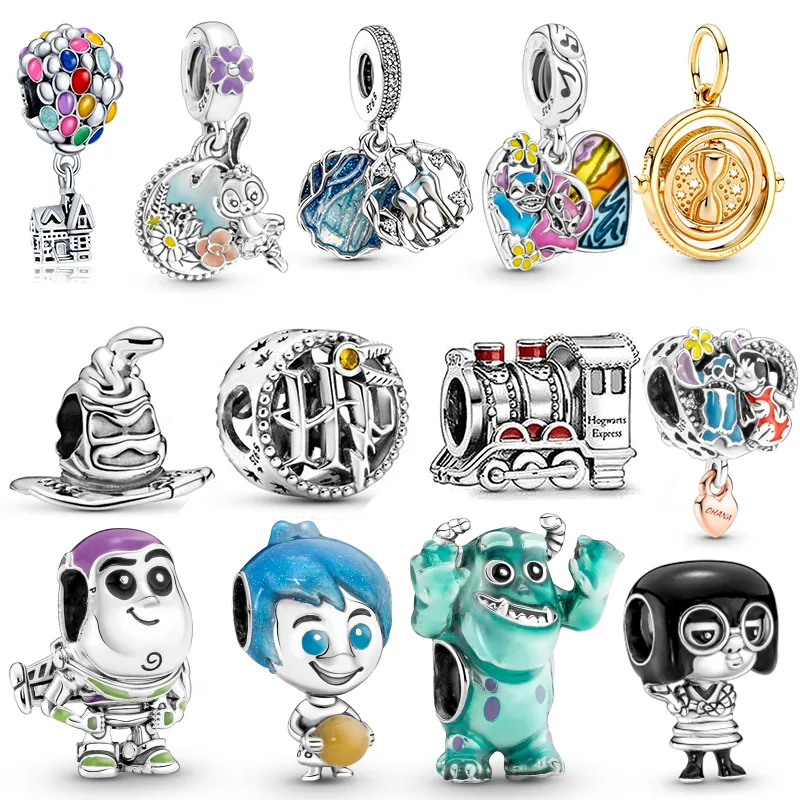 Pingente de prata esterlina 925 pingente de personagem animal série miçangas em forma de pandora pingente pulseira faça você mesmo acessórios para joias