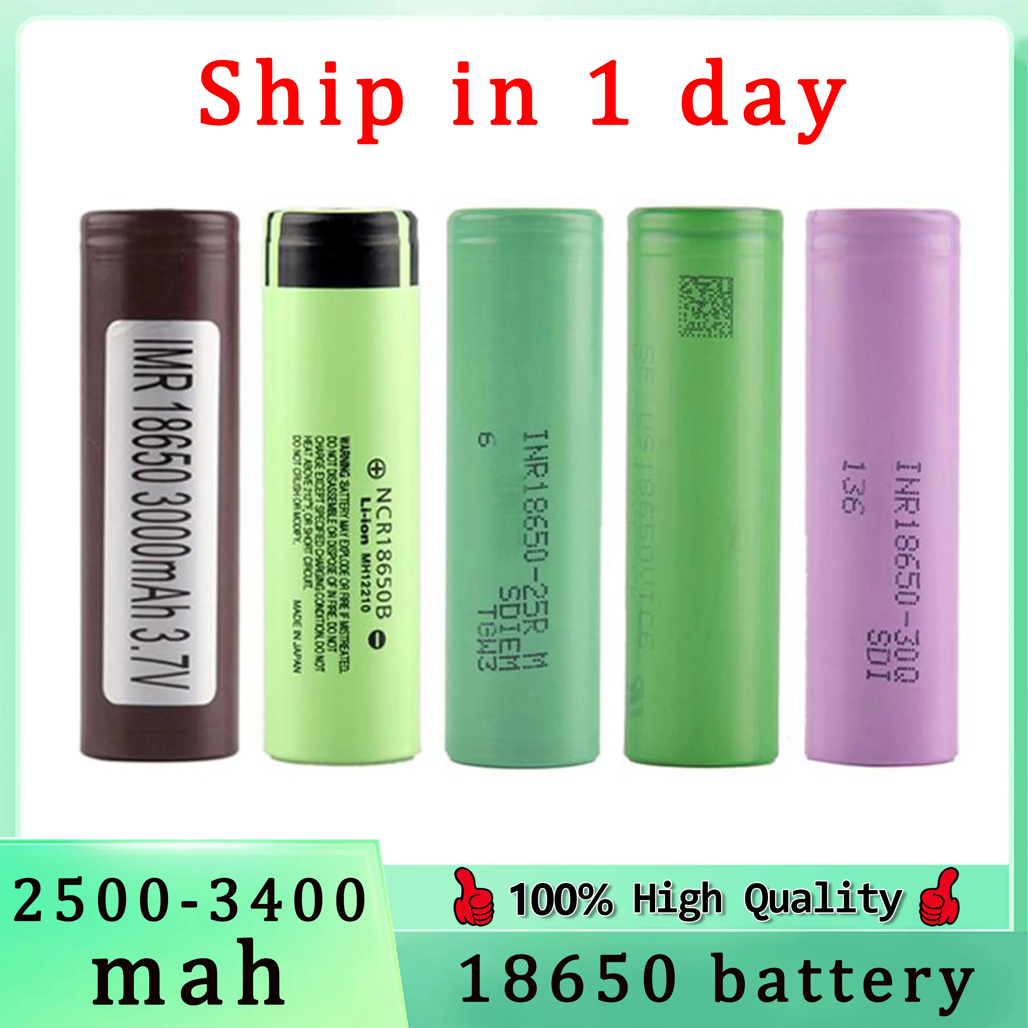 高品質18650バッテリーHG2 30Q VTC6 3000MAH NCR 3400MAH 25R 2500MAH E CIG MOD充電式リチオンセル