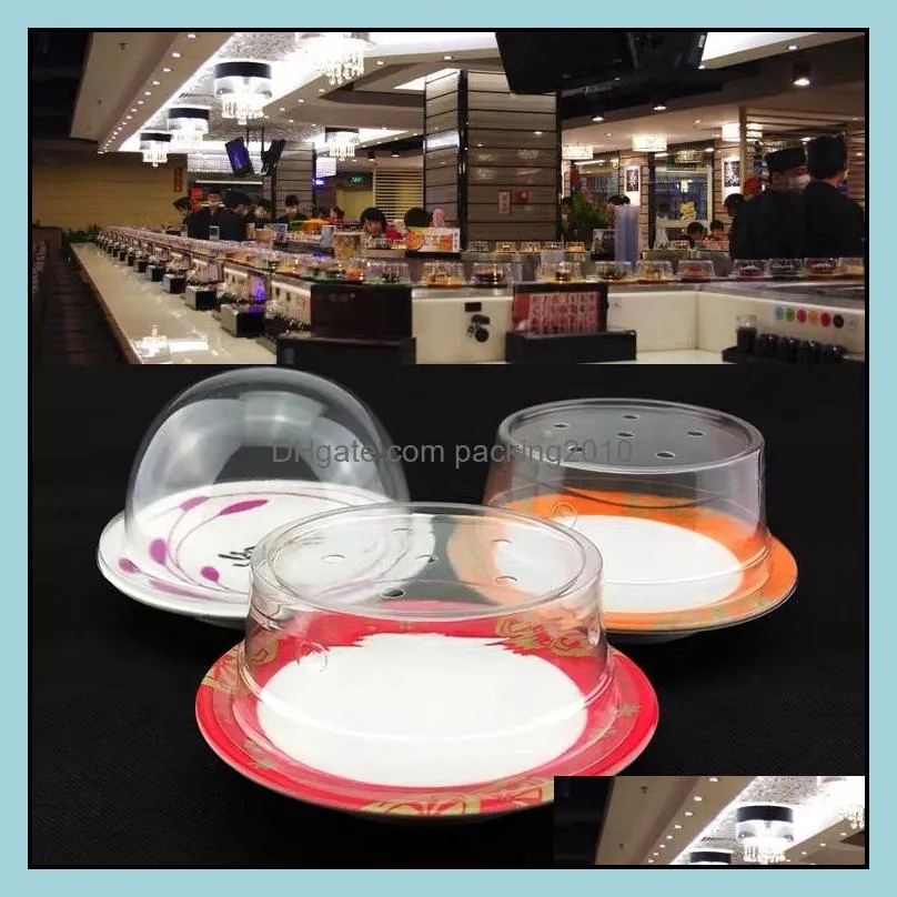 kitchen tools 500pcs plastic lid for sushi dish buffet conveyor belt reusable transparent cake plate food cover restaurant accessories