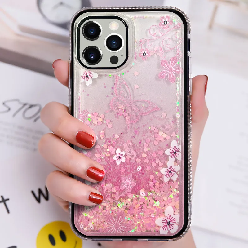 Quicksand Phone Case Border Diamond for iPhone 14 13 12 12pro 12promax 11 11pro 11pro 11pro 11pro xs xr xsmax 6/7/8 Bling