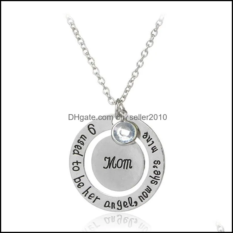 pretty mom dad necklace mother`s day necklace beautiful jewelry gift circle pendant necklace