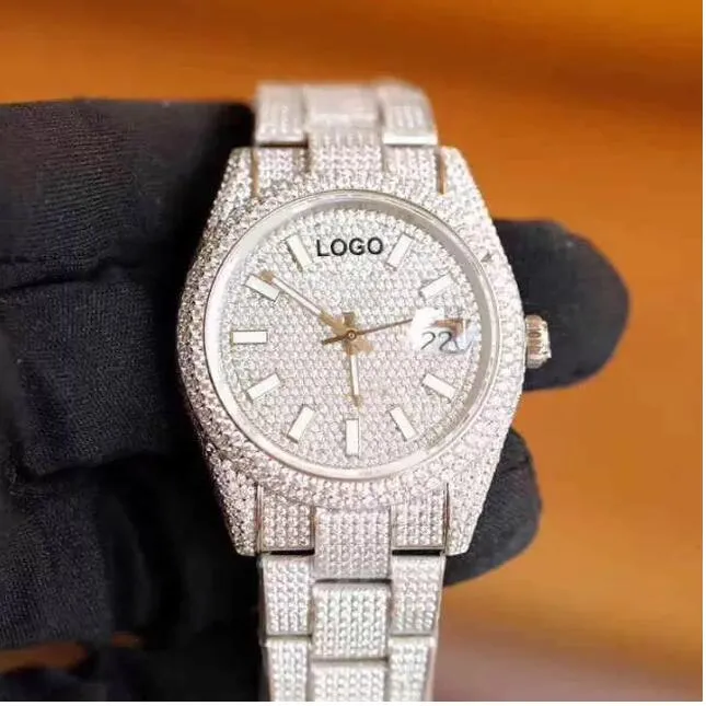 TW Factory volledige set diamanten ro horloges polshorloge luxe ontwerper 2824 beweging automatische topkwaliteit ijs uit met diamanten op clasp face herenhorloge