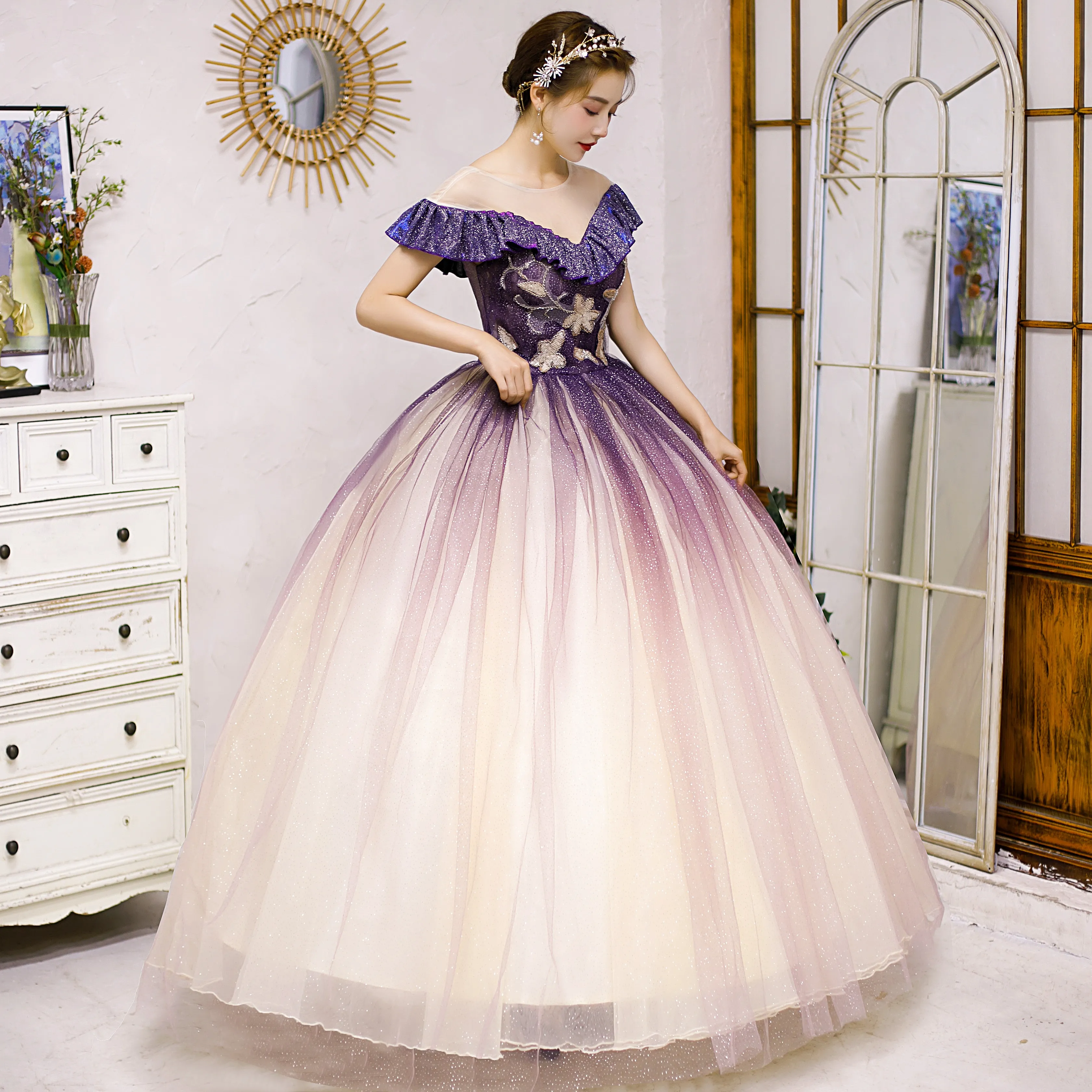 Lavender Girl Dress, Tulle Flower Girl Dress, Princess Dress, Ball Gow