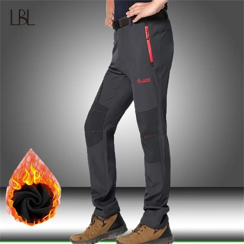 Men Winter Pants Thick Warm Cargo Pants Casual Fleece Sweatpants Male Hiking Trekking Fishing Camping Waterproof Outdoor Trouser 201128