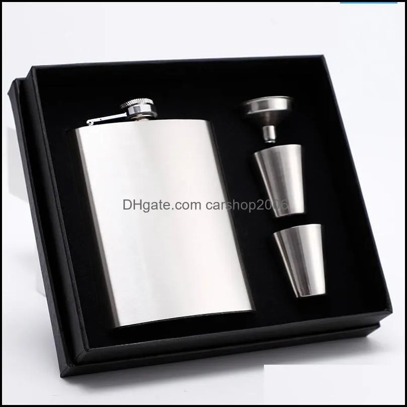 8oz Stainless Steel Wine Pot Cup Funnel Kit Matte Black Hip Flask Portable Whisky Champagne Bottle 20 8yx G2