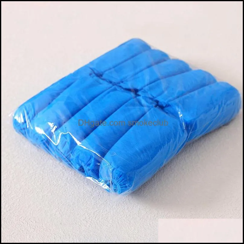 100pcs Pack Disposable Shoes Cover Dustproof Non-woven Elastic Bands Home Foot Cover Non-slip Thicken Disposable Shoes Covers 2081 V2