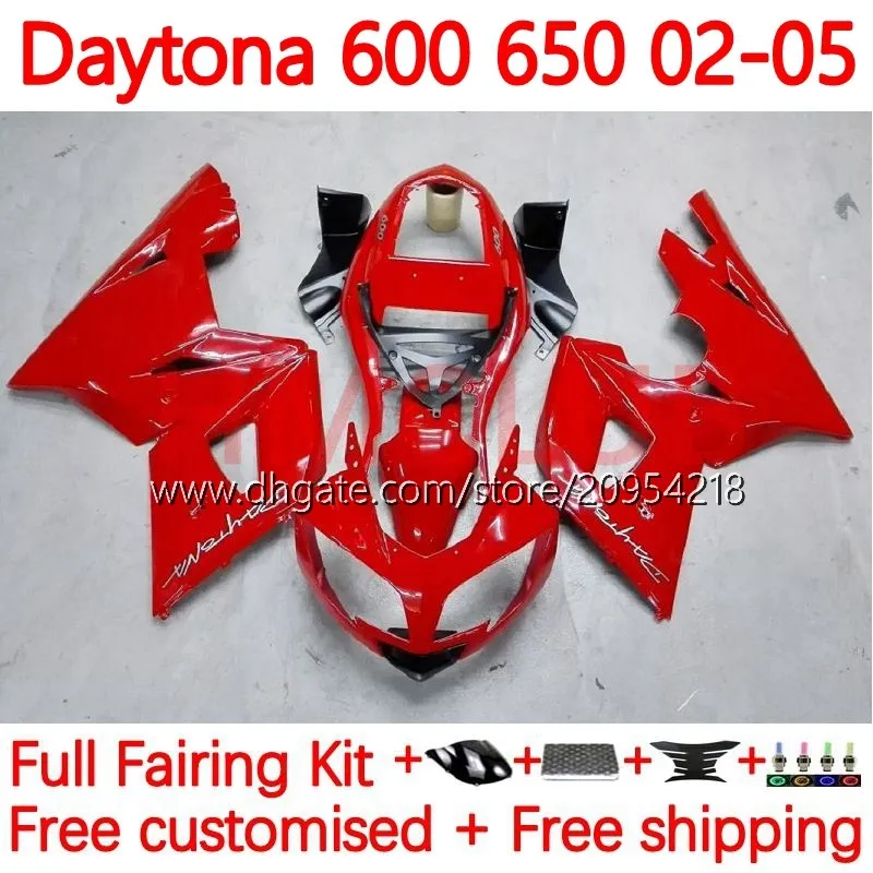 Carrosseries de moto pour Daytona600 Daytona650 02-05 Carrosserie 148No.3 Capot Daytona 650 600 CC 02 03 04 05 Daytona 600 2002 2003 2004 2005 Kit de carénage ABS rouge usine