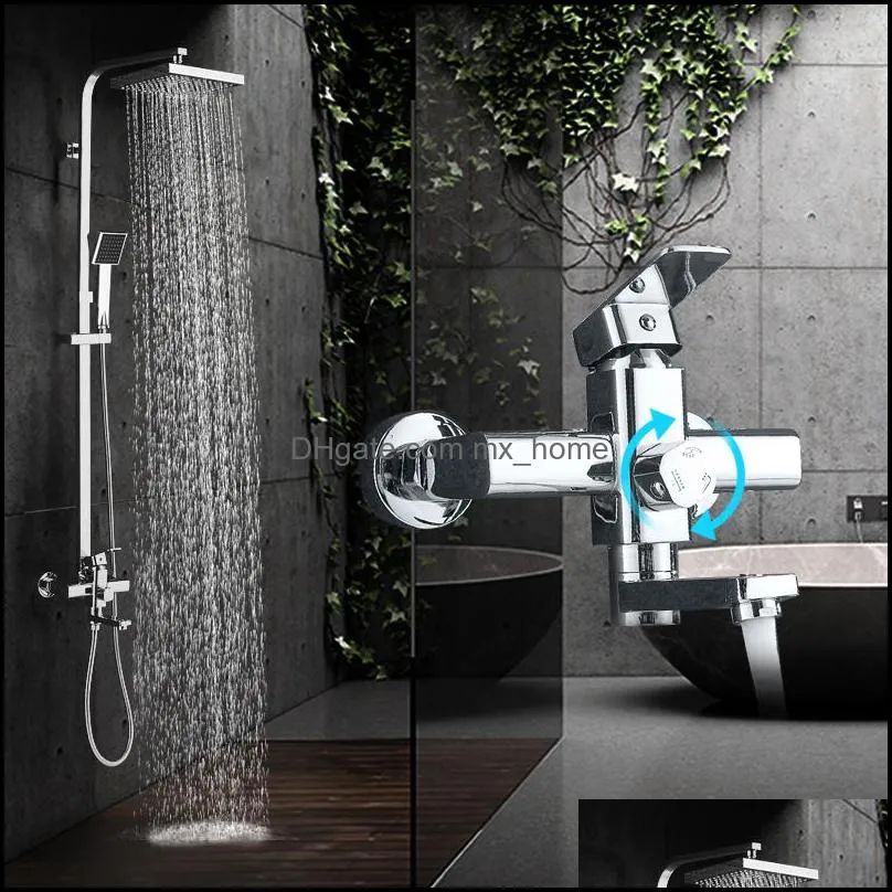 Modern Chrome Rainfall Shower Facet Enkel handtag Badkarblandare TAP WALL MOUNTHER Drop Delivery 2021 Badrumsuppsättningar Krigare Duschar Accs H