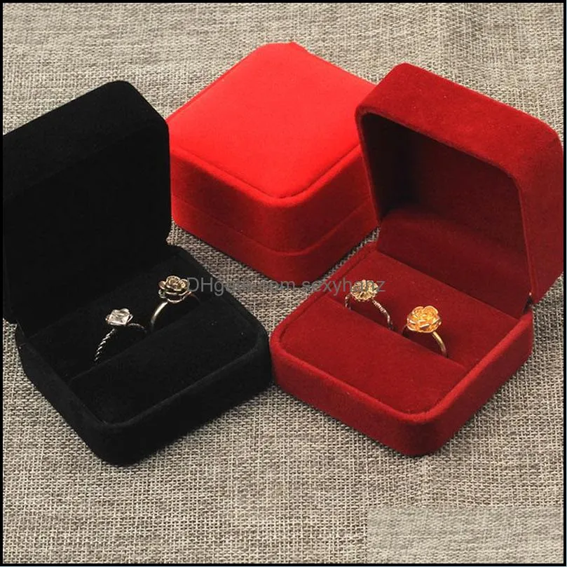 cute velvet valentine`s day jewelry boxes band rings storage case holder container birthday wedding gift packaging box