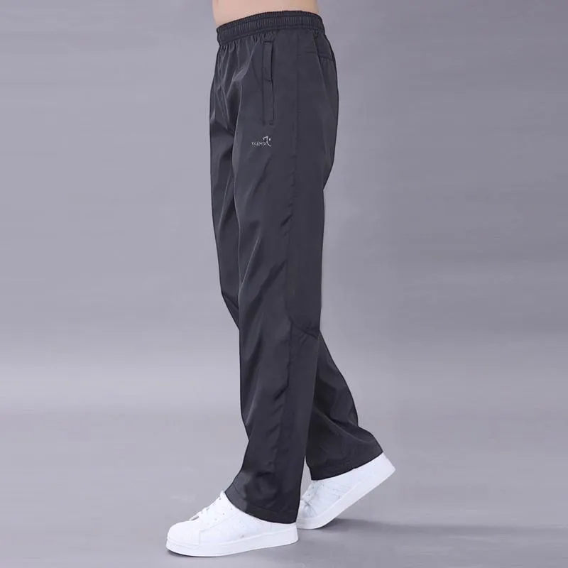 Mens Thin Polyester Track Sweatpants Easy Cuffless Casual Running