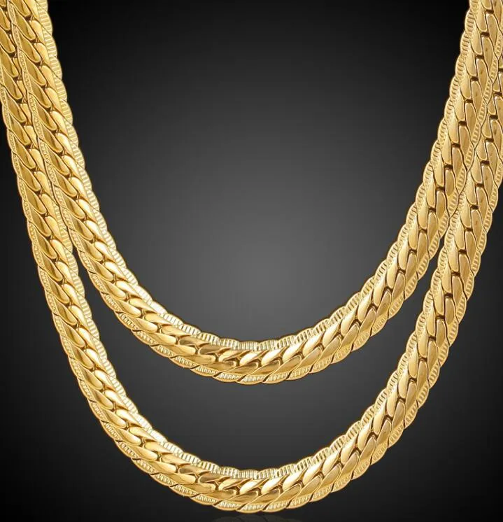 18k NECKLACE PLATED Gold Mens Miami Cuban link Chain 3mm to 6mm 24"