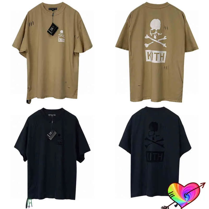 Clothing T-shirt Kith Mastermind Japan Tee Men Women Oversize Tops Rainbow Ribbon Cleft Skull Short Sleevexfve
