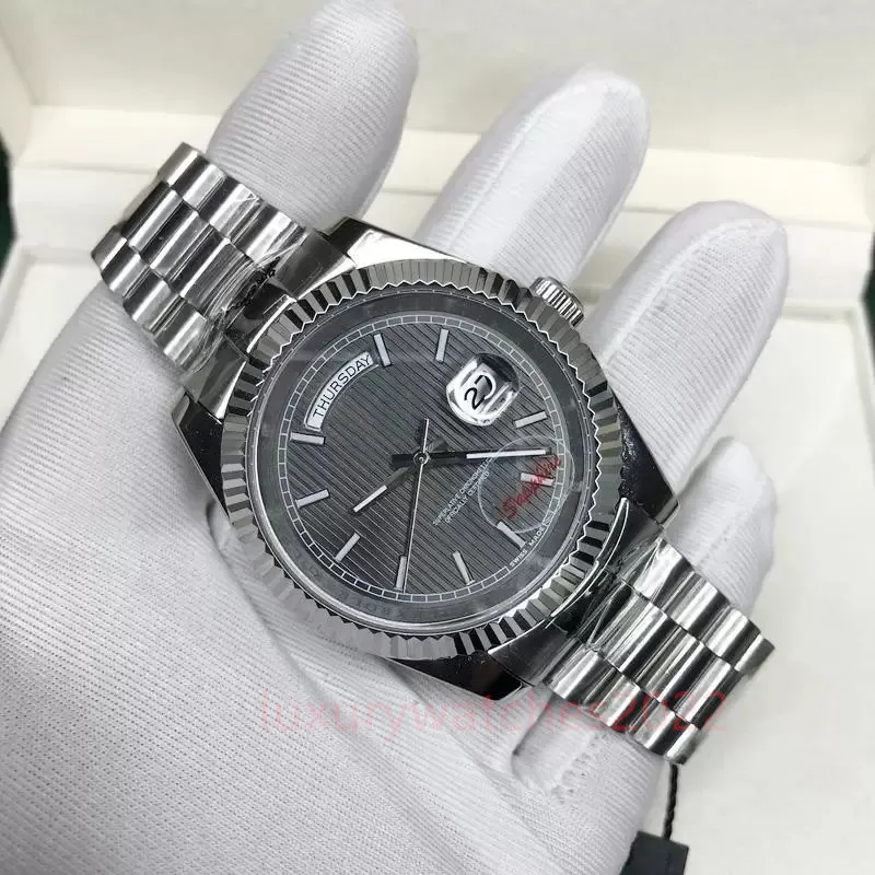 Wristwatches Grey Dial Roman Numerals U1 Luxury Day-date Quality 40mm Sapphire Glass Automatic Sweeping Montre De Luxe Watch
