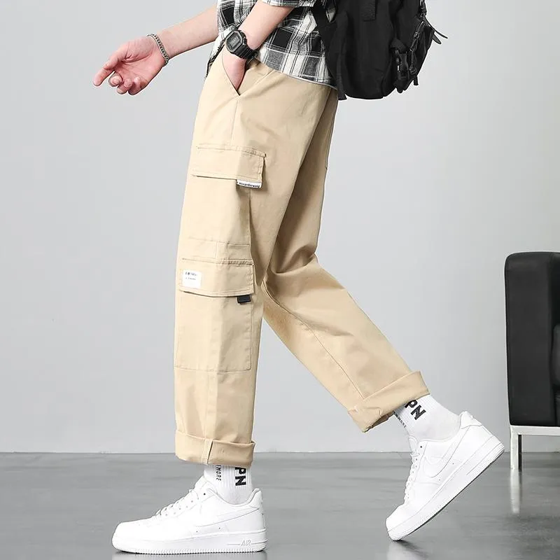 Herenbroek Overalls Mannen Herfst Casual Broek van de voet Koreaanse versie Trend Hong Kong Wind Rechte buis Losse Negen MI