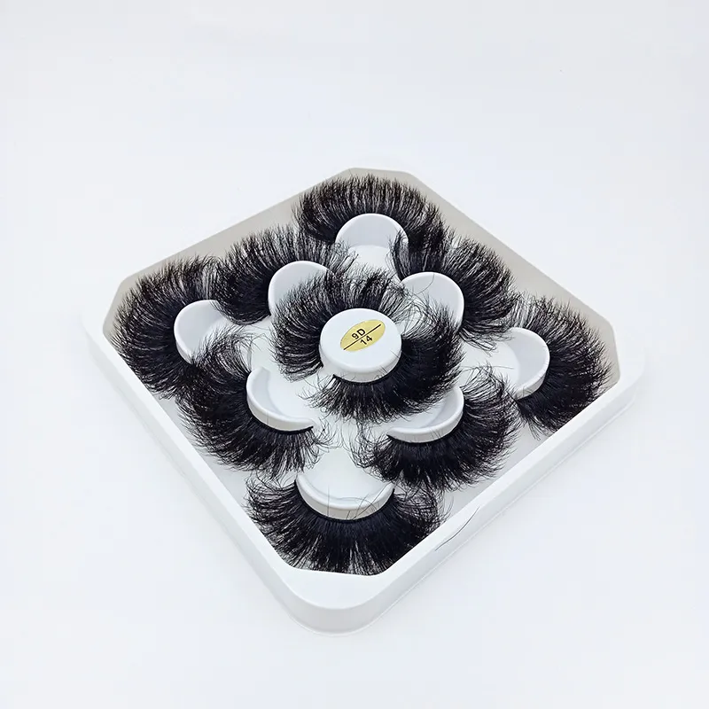 5 Paar 25 mm natürliche 3D-falsche Wimpern Make-up-Set Mink Lashes Extension Maquiagem Eyes 9D-14