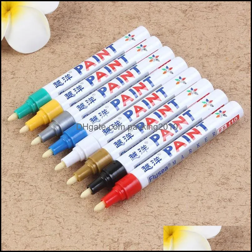 12 Colors Paint Marker Pen Fade-proof Car Tyre Tire Tread CD Metal Permanent Markers Graffti Oily Macador Caneta Stationery Whiteboard