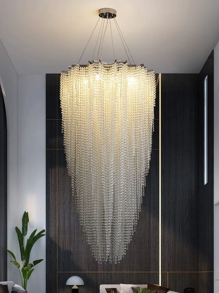Orecchini Lunghi A Lampadario In Cristallo E Catena Strass - Gioielli Vintage Per Donne - 2