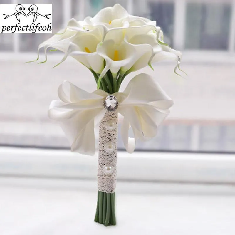 Flores casamento perfumelifeoh amarelo branco calla noiva buquê nupcial flor de dama de honra ao ar livre