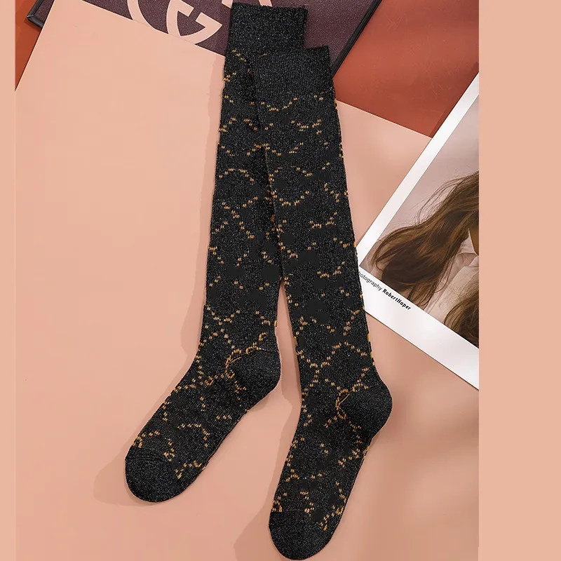 Herren-Designer-Socken, modische Calcetines, modische Damen-lange Baumwollstrümpfe, glitzernde Kniestrümpfe