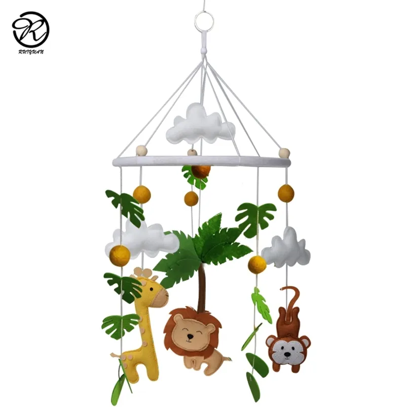 Vilten Babybedmobiel Jungle Safari Kinderkamer Mobiles Safari Dieren Hangende Carrousel 220407